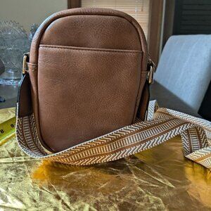 Crossbody Purse Vegan Leather Travel Purse by Bostonten. 2 zip compartments.